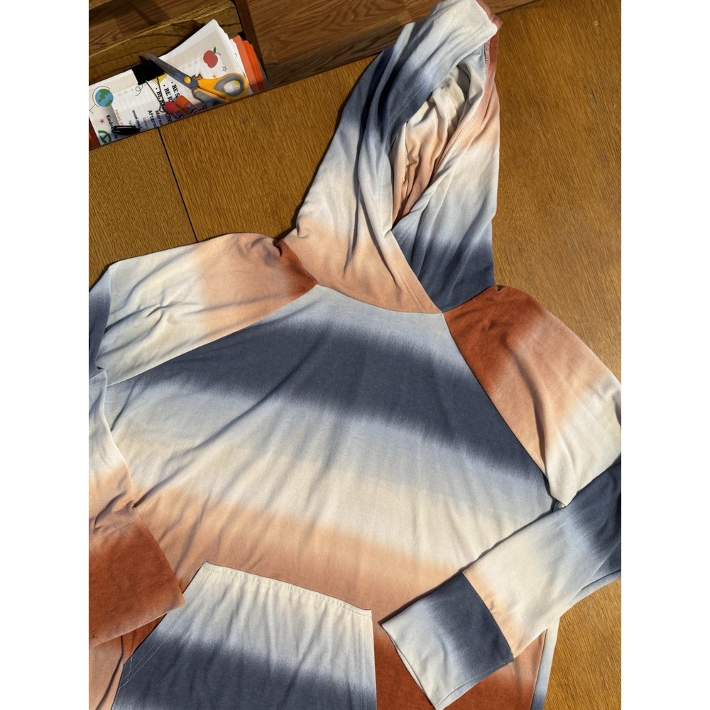 LuLaRoe Amber Unicorn Stretch Hoodie Women's 2XL Multicolor Stripes Comfort
